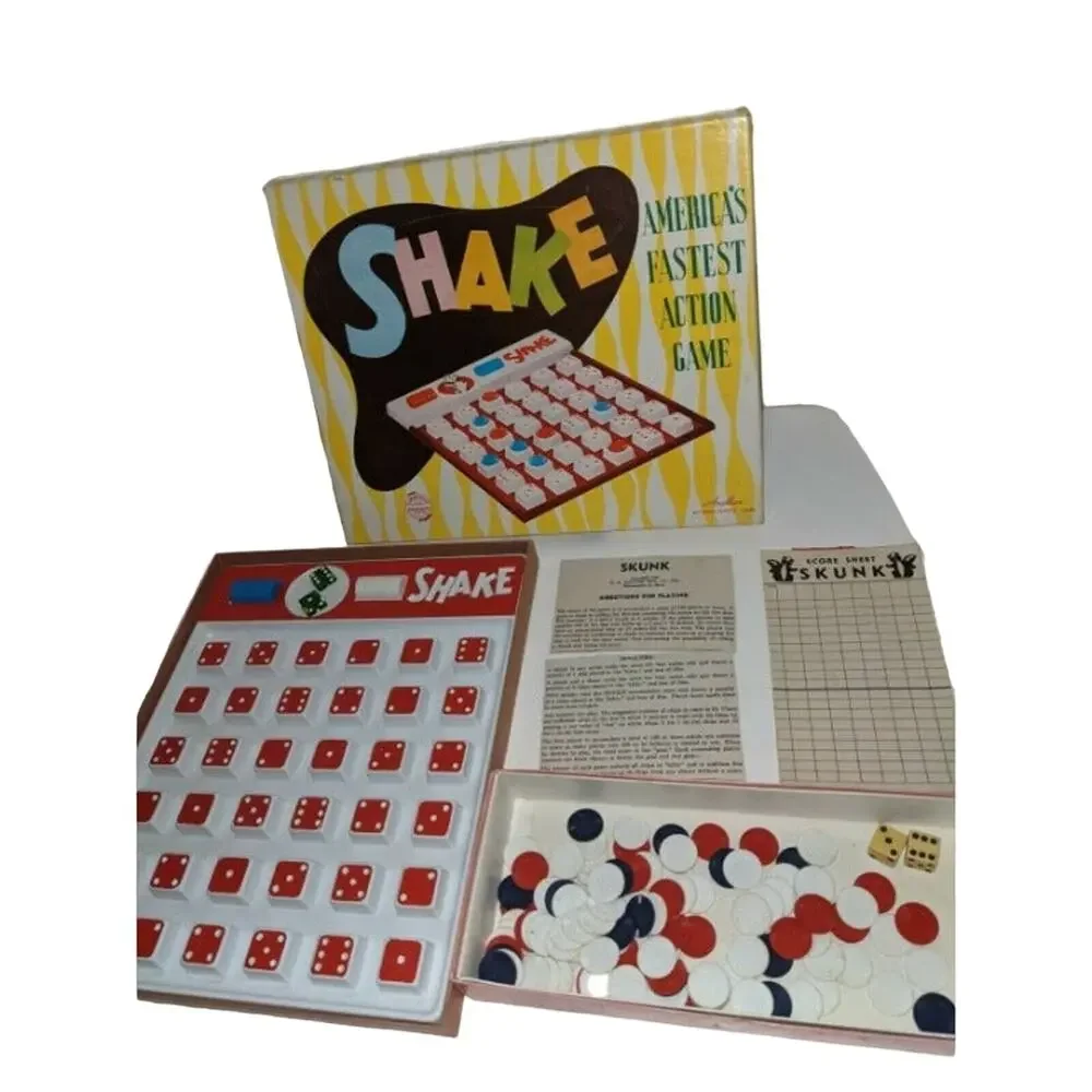 Vintage 1950's W. H. Shaper Shake Bingo & Skunk Board Games Rare